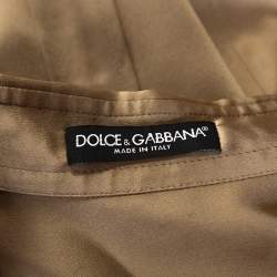 Pre Owned قميص دولتشي أند غابانا حرير بيج سترتش ساتان بأكمام طويلة مقاس كبير - لارج