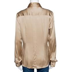 Pre Owned قميص دولتشي أند غابانا حرير بيج سترتش ساتان بأكمام طويلة مقاس كبير - لارج