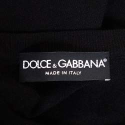 مملوكة مسبقًا Dolce & Gabbana Black Cashmere Silk Lace Trim Long Sleeve Top L