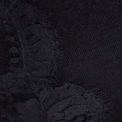 مملوكة مسبقًا Dolce & Gabbana Black Cashmere Silk Lace Trim Long Sleeve Top L