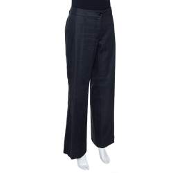 Pre Owned Dolce & Gabbana Black Cotton Flared Pants L