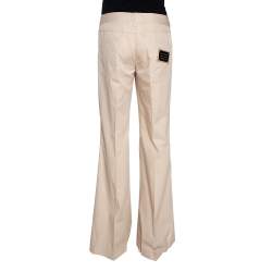 Pre Owned Dolce & Gabbana Beige Cotton Silk Flared Pants M