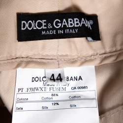 Pre Owned Dolce & Gabbana Beige Cotton Silk Flared Pants M