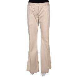 Pre Owned Dolce & Gabbana Beige Cotton Silk Flared Pants M
