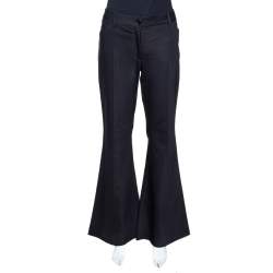 Pre Owned Dolce & Gabbana Black Stretch Cotton Flared Pants L