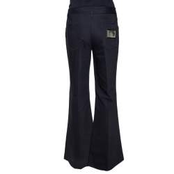 Pre Owned Dolce & Gabbana Black Stretch Cotton Flared Pants L