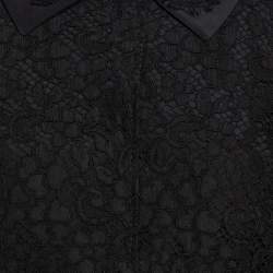 Pre Owned Dolce & Gabbana Black Cotton Silk Floral Lace Jacket M