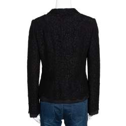 Pre Owned Dolce & Gabbana Black Cotton Silk Floral Lace Jacket M