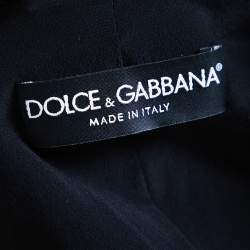 Pre Owned Dolce & Gabbana Black Cotton Silk Floral Lace Jacket M