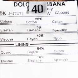 مملوكة مسبقًا تنورة دولتشي آند غابانا قطن سترتش أسود مفصل مقاس صغير - سمول