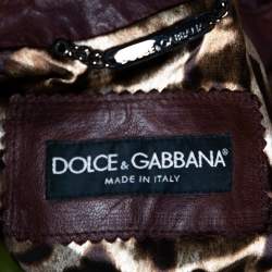 Pre Owned Dolce & Gabbana Brown Leather Zip Front Jacket S