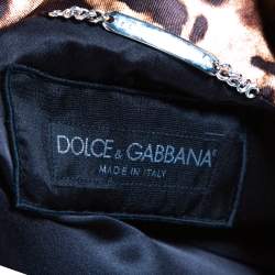 Pre Owned Dolce & Gabbana Brown Leopard Printed Silk Cropped Bolero Jacket M 