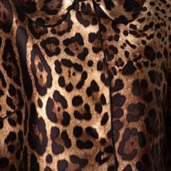 Pre Owned Dolce & Gabbana Brown Leopard Printed Silk Cropped Bolero Jacket M 