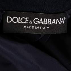 Pre Owned جاكيت منفوخ دولتشي آند غابانا أزرق كحلي مزين بحافة جلدية  مقاس كبير جدًا جدًا - إكس إكس لارج