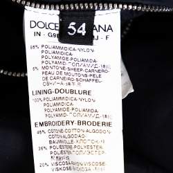 Pre Owned جاكيت منفوخ دولتشي آند غابانا أزرق كحلي مزين بحافة جلدية  مقاس كبير جدًا جدًا - إكس إكس لارج