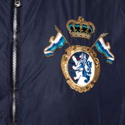 Pre Owned جاكيت منفوخ دولتشي آند غابانا أزرق كحلي مزين بحافة جلدية  مقاس كبير جدًا جدًا - إكس إكس لارج