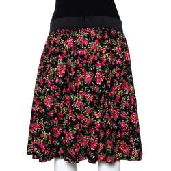 Pre Owned تنورة دولتشي آند غابانا قطن مطبوعة زهور سوداء مقاس كبير - لارج