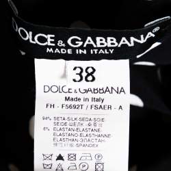 Pre Owned Dolce & Gabbana Monochrome Polka Dotted Silk Sleeveless Shirt S