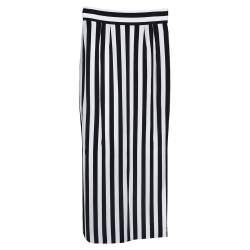 Pre Owned Dolce & Gabbana Monochrome Striped Crepe Maxi Skirt S
