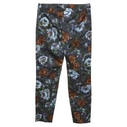Pre Owned Dolce & Gabbana Grey Floral Print Cotton Tapered Pants S