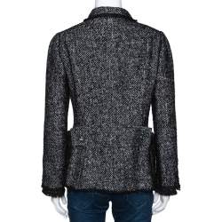 Pre Owned جاكيت دولتشي أند غابانا تويد مونوكروميي بأزرار أمامية مقاس متوسط (ميديوم)