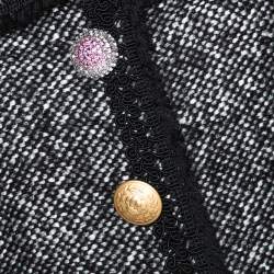 Pre Owned جاكيت دولتشي أند غابانا تويد مونوكروميي بأزرار أمامية مقاس متوسط (ميديوم)