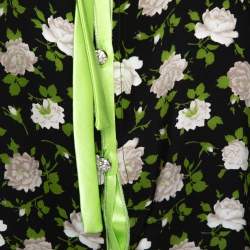 Pre Owned Dolce & Gabbana Black Rose Print Silk Button Front Blouse L