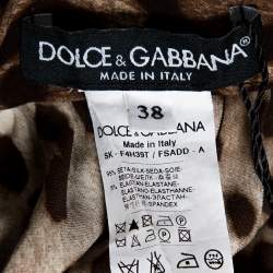 مملوكة مسبقًا تنورة ميني دولتشي أند غابانا حرير نقشة الفهد بني مطبوع مقاس صغير (سمول)