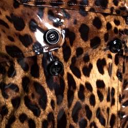 Dolce & Gabbana Brown Leopard Print Belted Trench Coat S