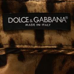 Dolce & Gabbana Brown Leopard Print Cotton Fitted Skirt L