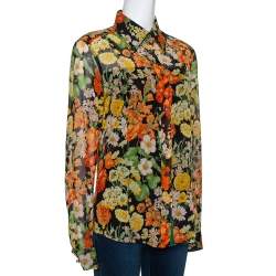 Pre Owned قميص دولتشي أند غابانا مطبوع مورد متعدد الألوان مقاس كبير (لارج)