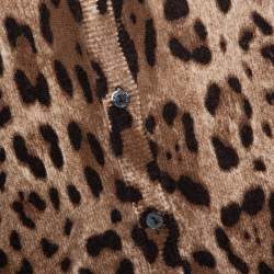 Pre Owned Dolce & Gabbana Brown Leopard Print Cashmere Cardigan L