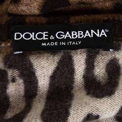 Pre Owned Dolce & Gabbana Brown Leopard Print Cashmere Cardigan L