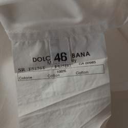 Pre Owned Dolce & Gabbana White Cotton Ruffled Lace Trim Shirt L