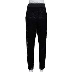 Pre Owned Dolce & Gabbana Black Lace Tapered Trousers L