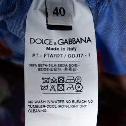 Pre Owned Dolce & Gabbana Blue Floral Print Silk Culottes S