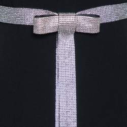 Pre Owned فستان سهرة فيونكة مزخرفة كريستال كريب أسود مقاس وسط (ميديوم)