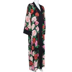 Dolce & Gabbana Black Floral Print Silk Button Front Abaya M
