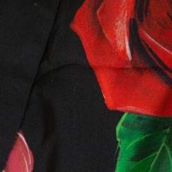 Dolce & Gabbana Black Floral Print Silk Button Front Abaya M