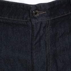 Pre Owned Dolce & Gabbana Navy Blue Cotton & Silk Wide Leg Jeans L