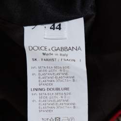 Pre Owned تنورة دولتشي أند غابانا متوسطة حرير مطبوع مورد ديزي و بوبي أسود مقاس وسد (ميديوم)