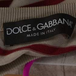 Dolce & Gabbana Beige Striped Silk Knit Top M