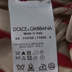 Dolce & Gabbana Beige Striped Silk Knit Top M