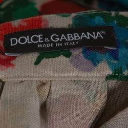 Pre Owned تنورة دولتشي آند غابانا كتان بيج موردة مقاس متوسط - ميديوم