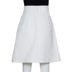 Pre Owned تنورة دولتشي أند غابانا قصه حرف ايه جاكارد قطن نقشة موردو ديزي أبيض مقاس وسط (ميديوم)