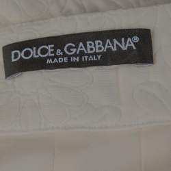 Pre Owned تنورة دولتشي أند غابانا قصه حرف ايه جاكارد قطن نقشة موردو ديزي أبيض مقاس وسط (ميديوم)