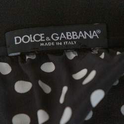Pre Owned Dolce & Gabbana Black Polka Dot Silk Lace Trim Flared Skirt M