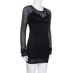 Pre Owned Dolce & Gabbana Black Crochet Knit Lace Mini Dress S