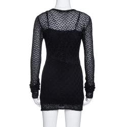 Pre Owned Dolce & Gabbana Black Crochet Knit Lace Mini Dress S