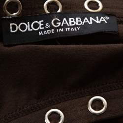 Dolce & Gabbana Brown Jersey Embellished T-Shirt M